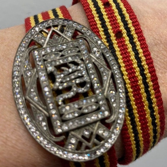 Rugby by Ralph Lauren Crystal Embellished Logo Plaque Ribbon Wrap Bracelet - Picture 4 of 17